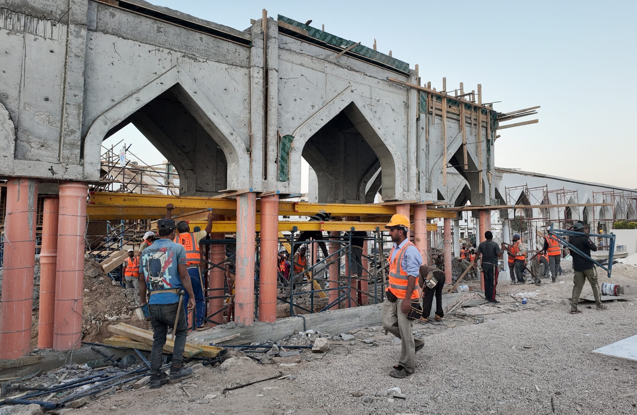 Restoration work at Sahaba Mosque on the first anniversary of the flood which devastated the city of Derna in Libya