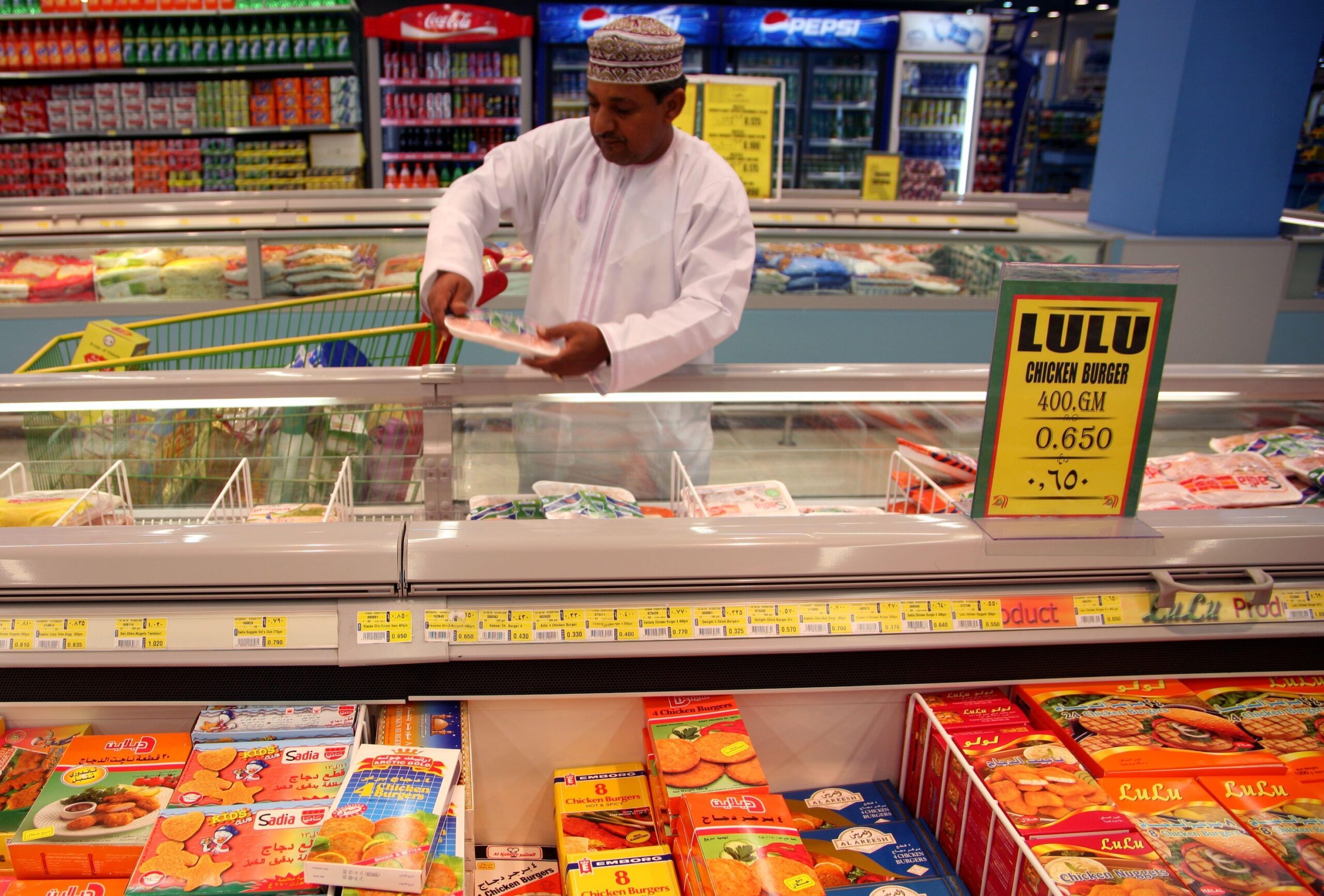 A man shops in a Lulu supermarket in Muscat, Oman. The company has an annual revenue of $8 billion