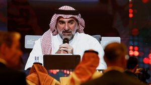 Delegates watch PIF governor Yasir Al-Rumayyan speak at FII in Riyadh. He said Saudi Arabia is focusing on domestic investment