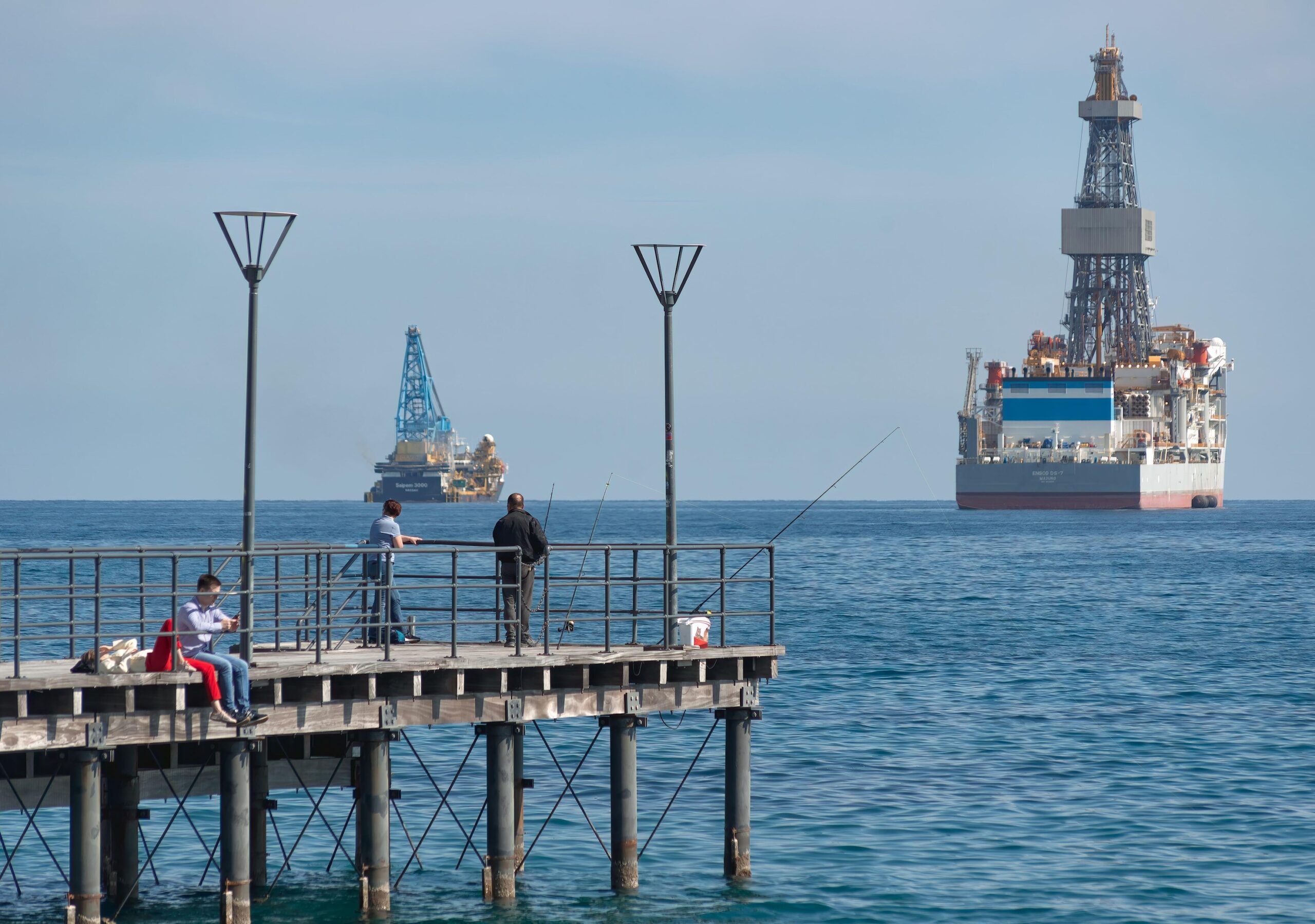 Drillships off the coast of Limassol, Cyprus. The country says Adnoc is interested in gas acquisitions in the region