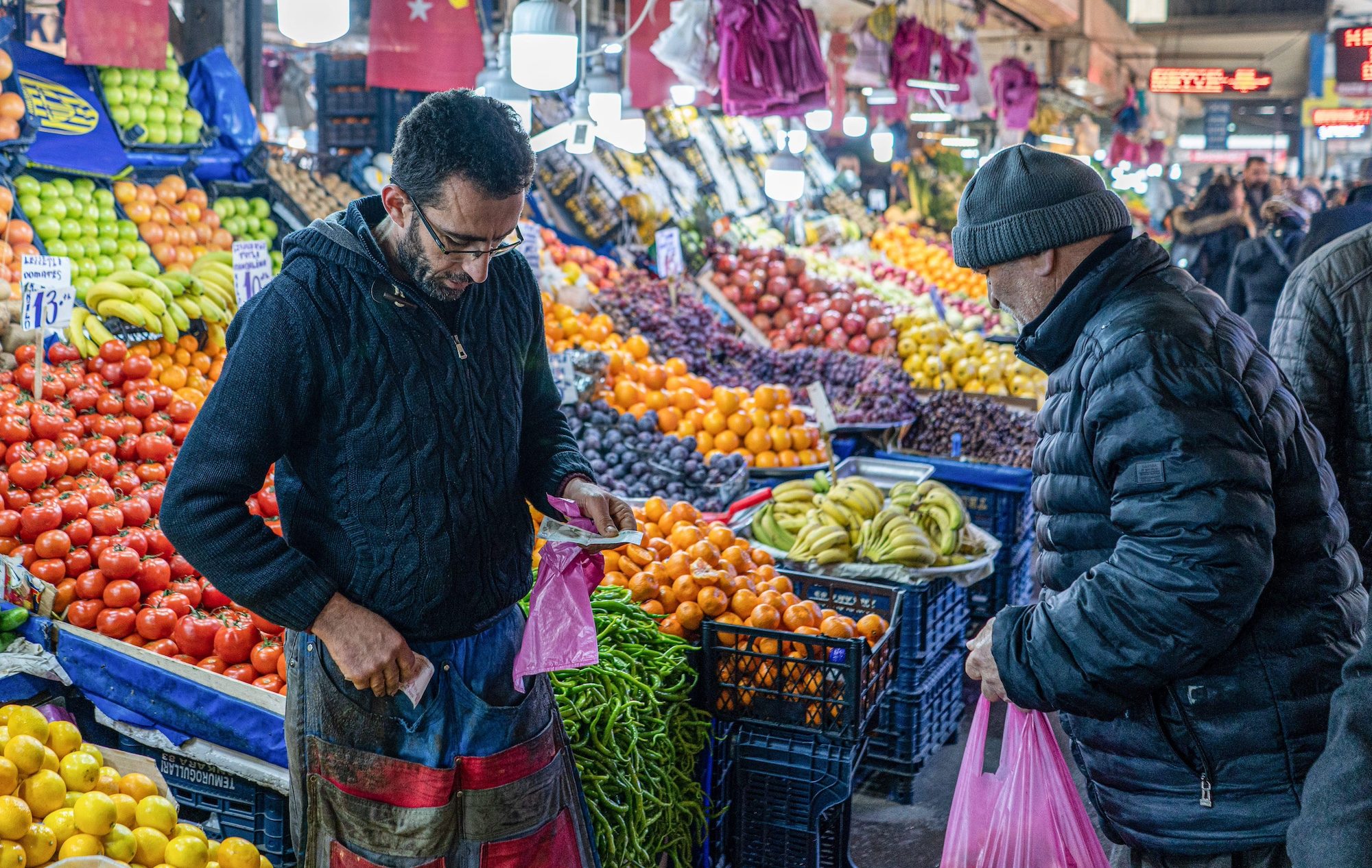 Shopping for groceries in Ankara; Turkey has benefitted recently from a period of stability and cooling of inflation