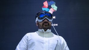In the absence of any concrete structures as yet, Neom exhibitors provided virtual reality sets to give throngs of curious visitors a sense of what The Line will look like