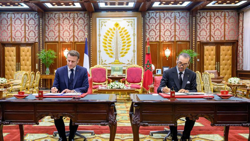 Morocco's King Mohammed VI and French President Emmanuel Macron sign documents in Rabat: Macron’s recent visit saw a thawing of political relations