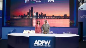 Astra Tech managing director Tariq Bin Hendi, right, at Abu Dhabi Finance Week