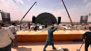 Workers on a construction site near Riyadh. Saudi Arabia is spending according to actual development requirements that are needed within its Vision 2030, said one expert