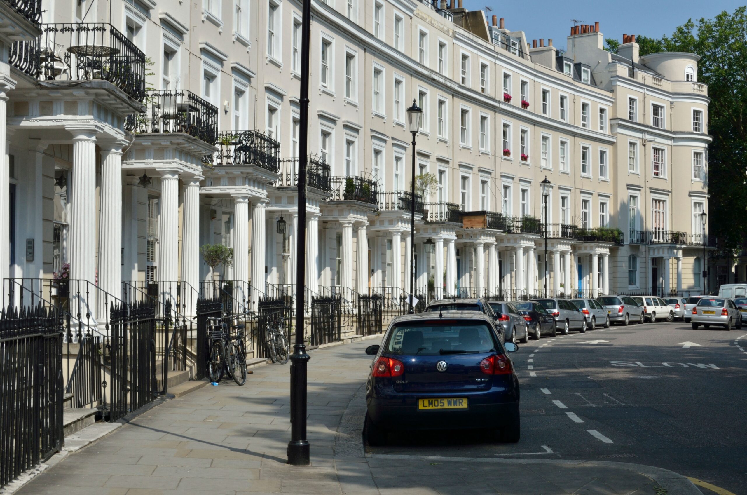 Houses in Royal Crescent, Holland Park. The area is one of London's most expensive neighbourhoods