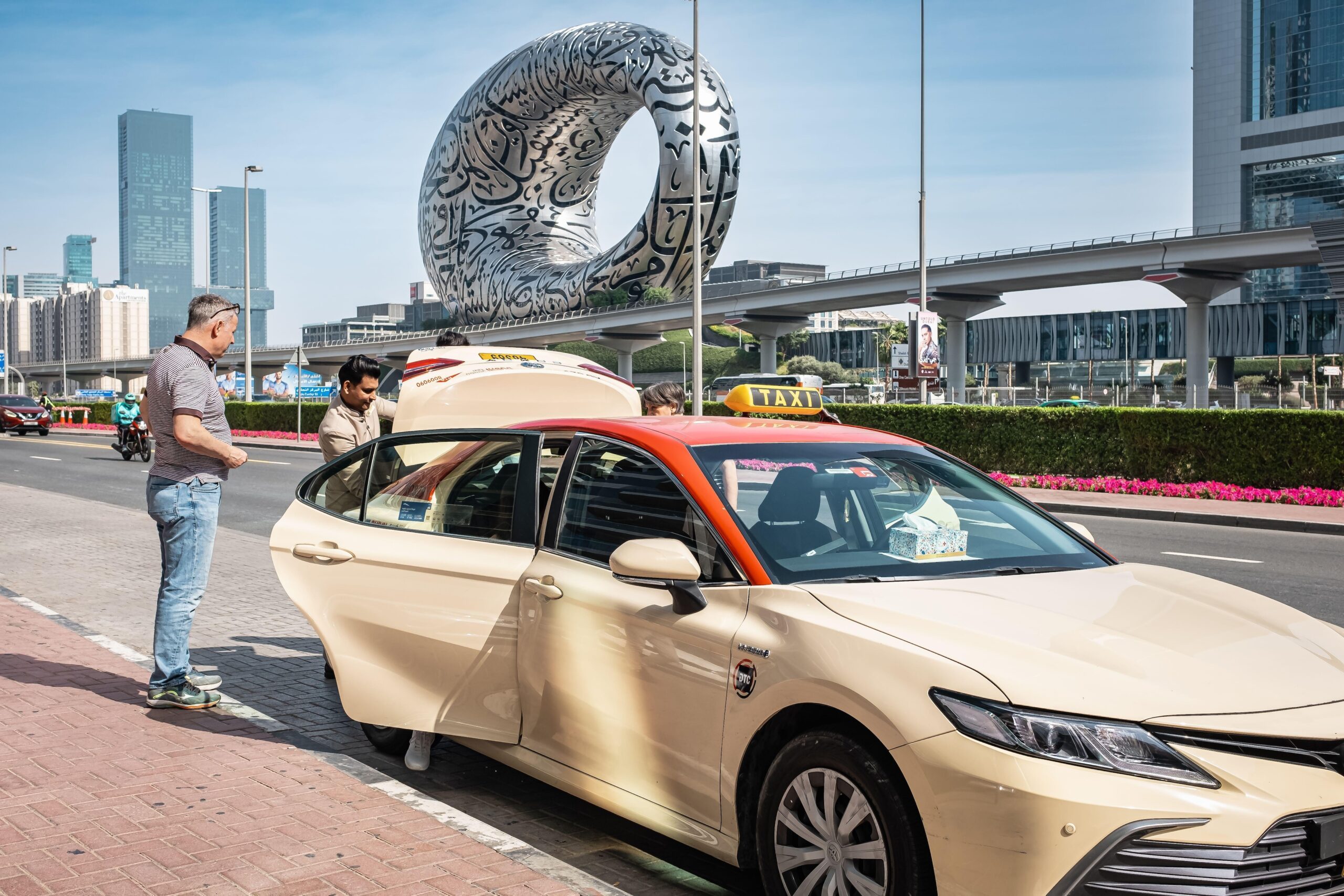 A Dubai taxi on Sheikh Zayed Road. Estonian ride-hailing company Bolt will initially offer limousine services in partnership with DTC