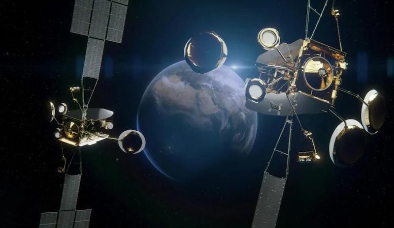 Rendering of Yahsat's Al Yah 4 and Al Yah 5 satellites. Space42 will receive AED3.7bn in advanced payments to construct both the satellites