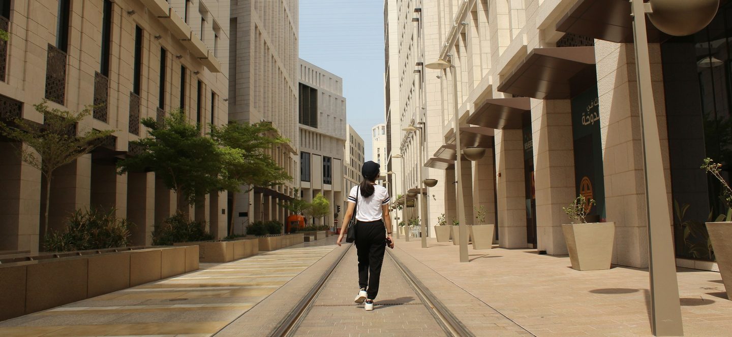 Dubai walkability: Msheireb Downtown in Doha has narrow streets, covered walkways and recessed windows