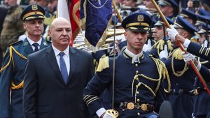 Lebanon's army chief Joseph Aoun at the parliament building in Beirut after being elected as president