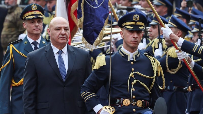 Lebanon's army chief Joseph Aoun at the parliament building in Beirut after being elected as president