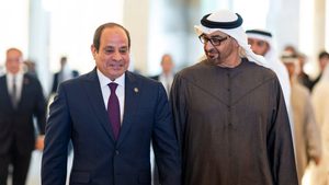 Egyptian president Abdel Fattah el-Sisi is met by UAE president Sheikh Mohamed bin Zayed Al Nahyan during his visit to Abu Dhabi this month. Egypt will raise $2bn by issuing international bonds in early February