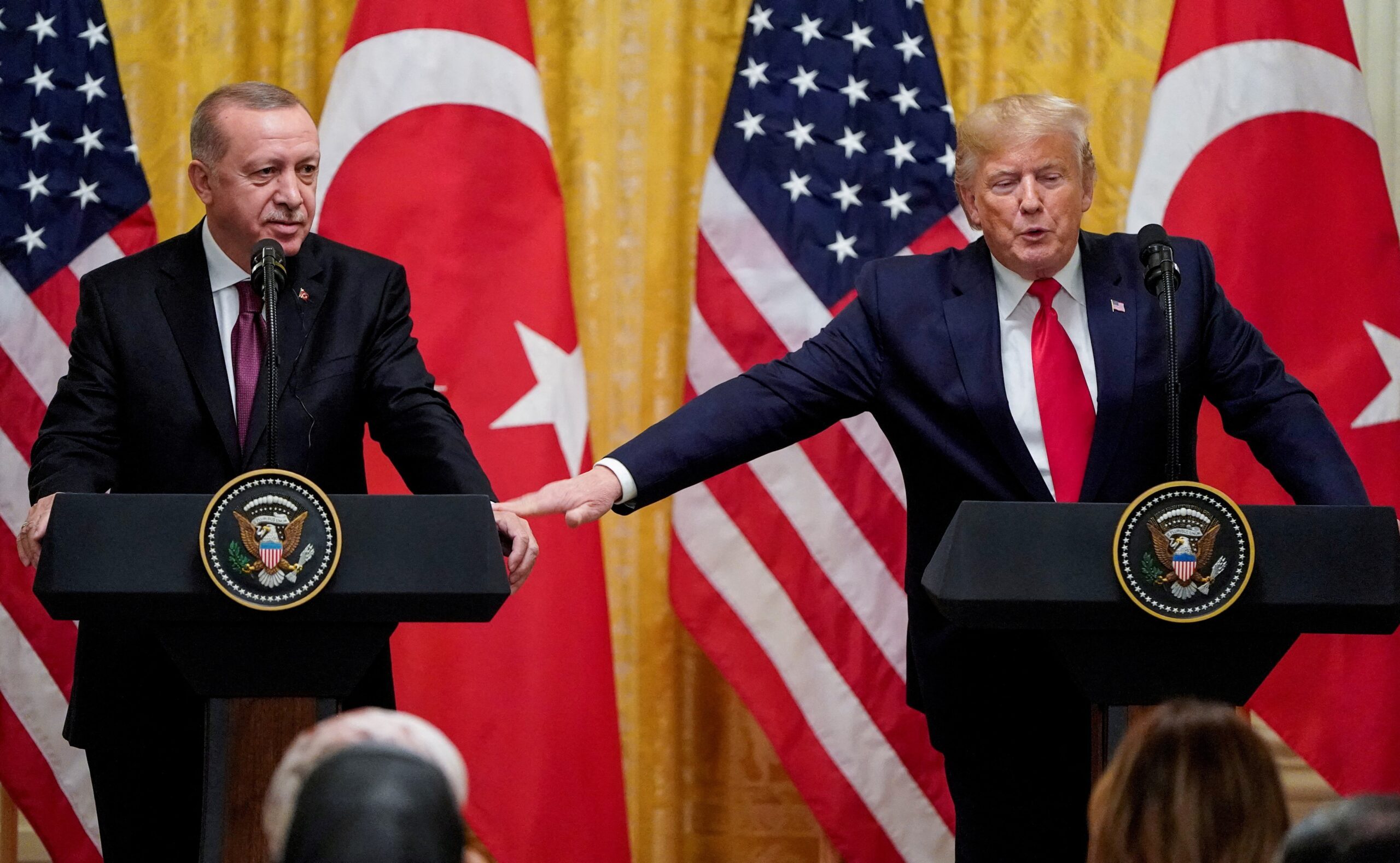 Turkish president Tayyip Erdoğan at the White House with Donald Trump in 2019. Any US tariffs directed at the EU or China could hurt Turkey