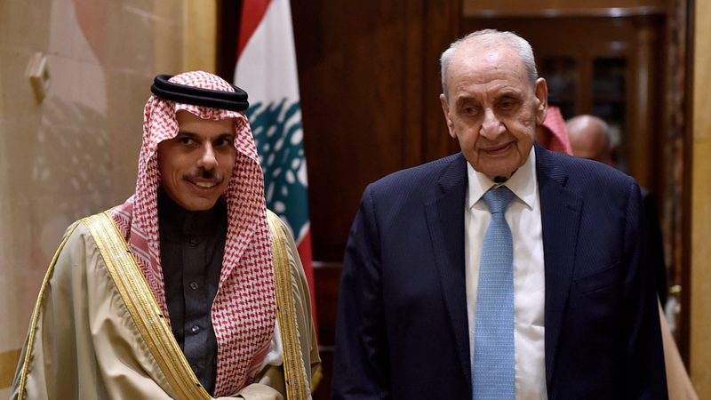 Saudi Arabia's foreign minister Prince Faisal bin Farhan Al-Saud meets with Lebanon's parliament speaker Nabih Berri in Beirut