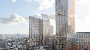 A rendition of 2 Finsbury Avenue, which is being built in the City of London as a joint venture between Modon Holding, British Land and GIC