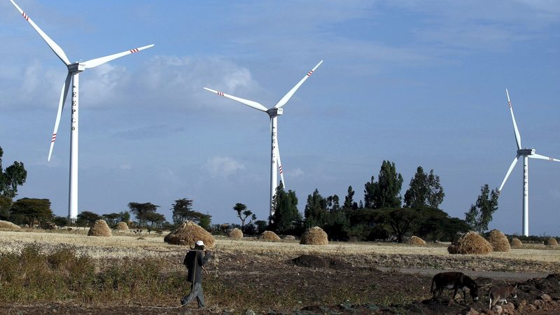 A wind farm project east of Addis Ababa; Ethiopia’s renewable energy resources make it an attractive location for bitcoin mining operations