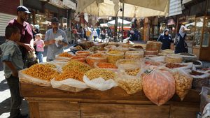 A food stall in the Old City of Damascus. Foodstuffs comprised the largest component of Turkey’s December export figures