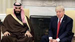 Donald Trump, pictured with Saudi Arabia's Crown Prince Mohammed bin Salman