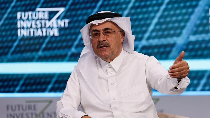 Amin Nasser, CEO of Aramco, at the Future Investment Initiative; he told Reuters oil demand this year will approach 106 million barrels per day