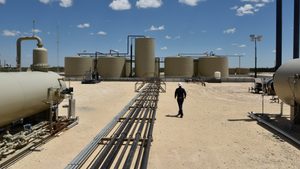 An oil production facility in the Texas Permian Basin. US oil is set to take a greater market share from Opec+ members