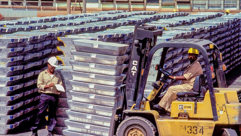 Storage of aluminum, made from the bauxite ore mine.