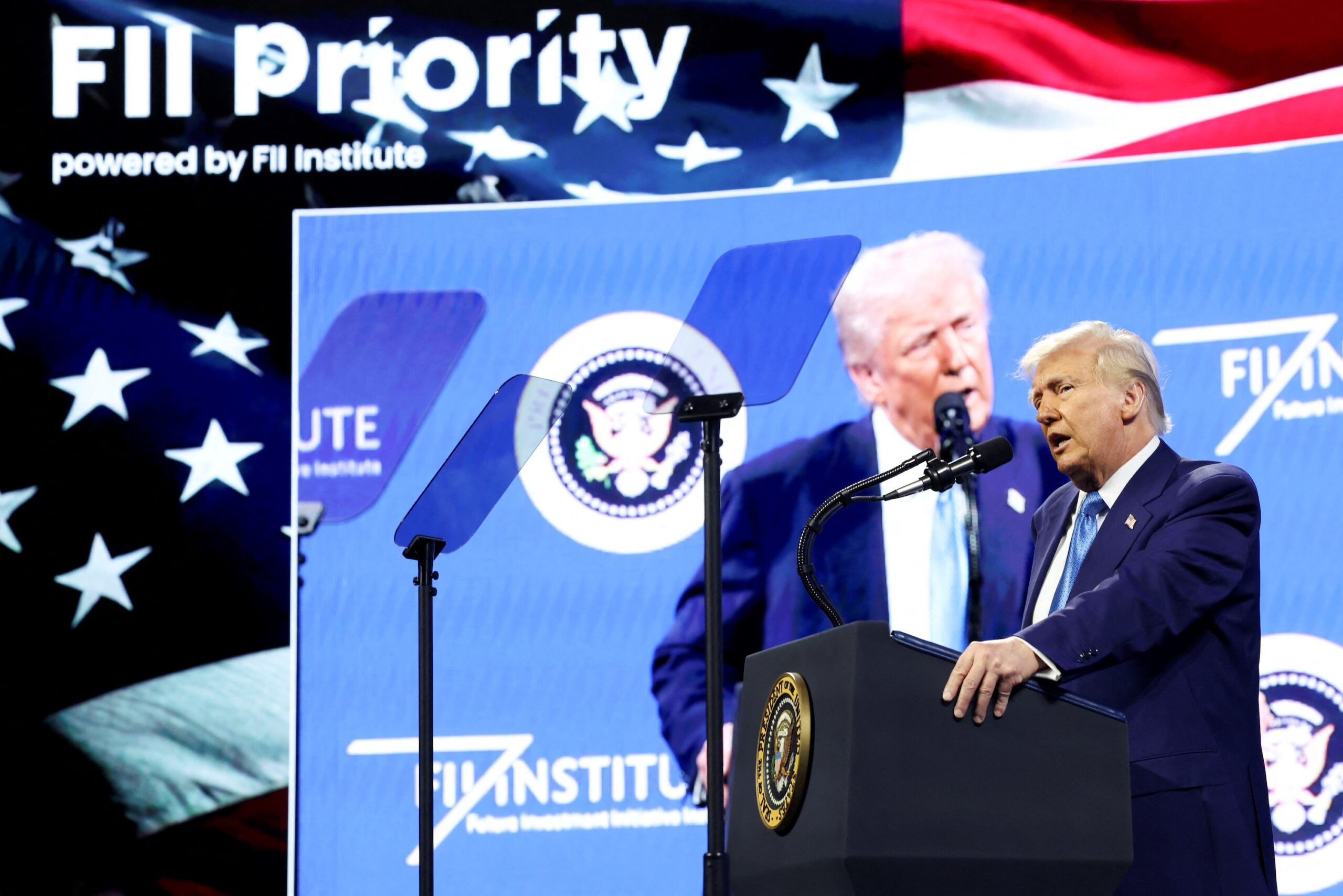 Donald Trump spoke at the FII summit on Wednesday