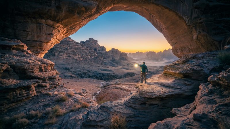 The Hisma Desert, part of the Neom Nature Reserve, one of the Saudi giga-projects – state spending makes use of the Aramco dividends