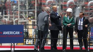 President Donald Trump, pictured touring an LNG facility in Louisiana in 2019, has lifted a moratorium on LNG export permits