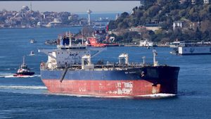A Russian oil tanker transits the Bosphorus. Russia’s share of India’s naphtha imports has grown by 15 percentage points to more than 50 percent