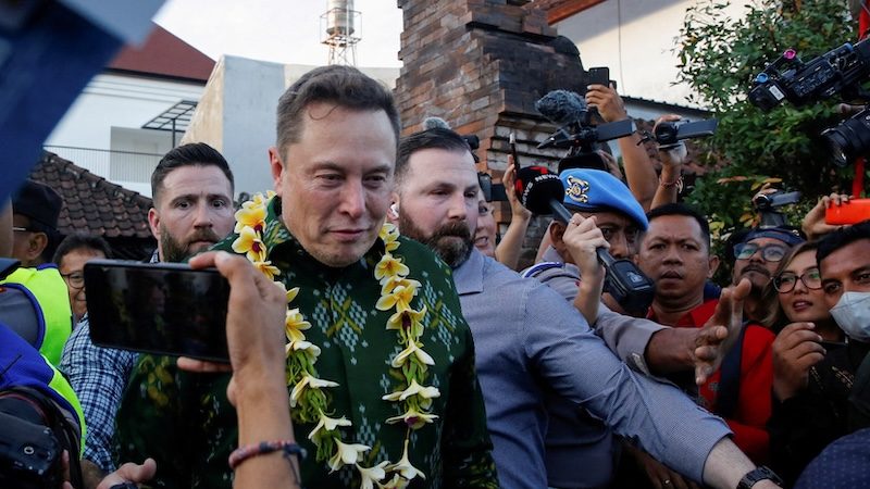 SpaceX CEO Elon Musk at a Starlink internet service launching ceremony in Indonesia in 2024