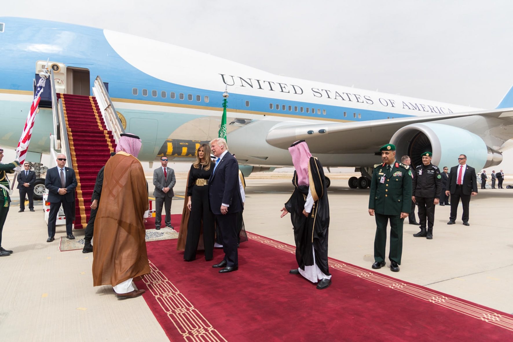 Donald Trump's first visit to Saudi Arabia in 2017, when he announced Saudi investments said to have been worth $350bn