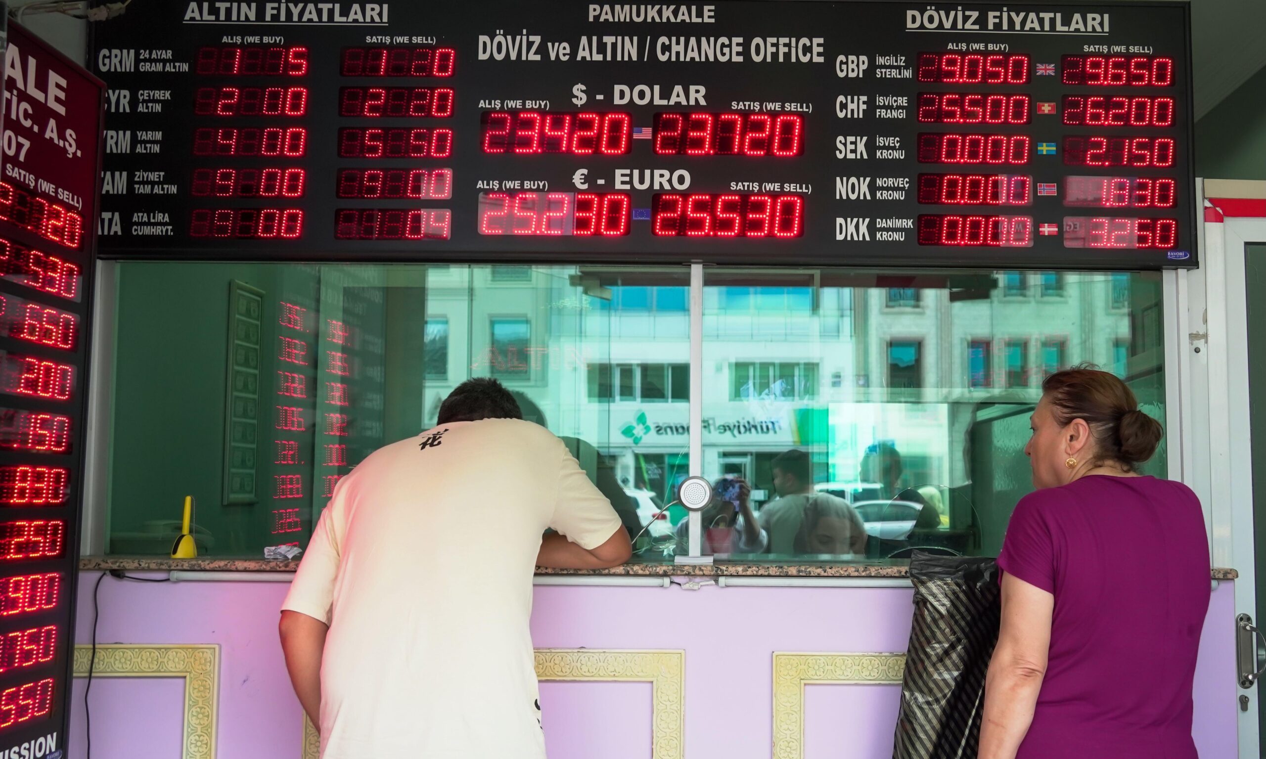 People at a currency exchange in Izmir, Turkey. The Turkish government has a 2026 inflation target of 12 percent