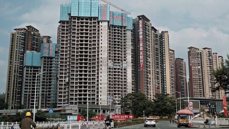 Apartment blocks under construction in Huizhou, Guangdong province. China's real estate sector has contracted sharply in recent years