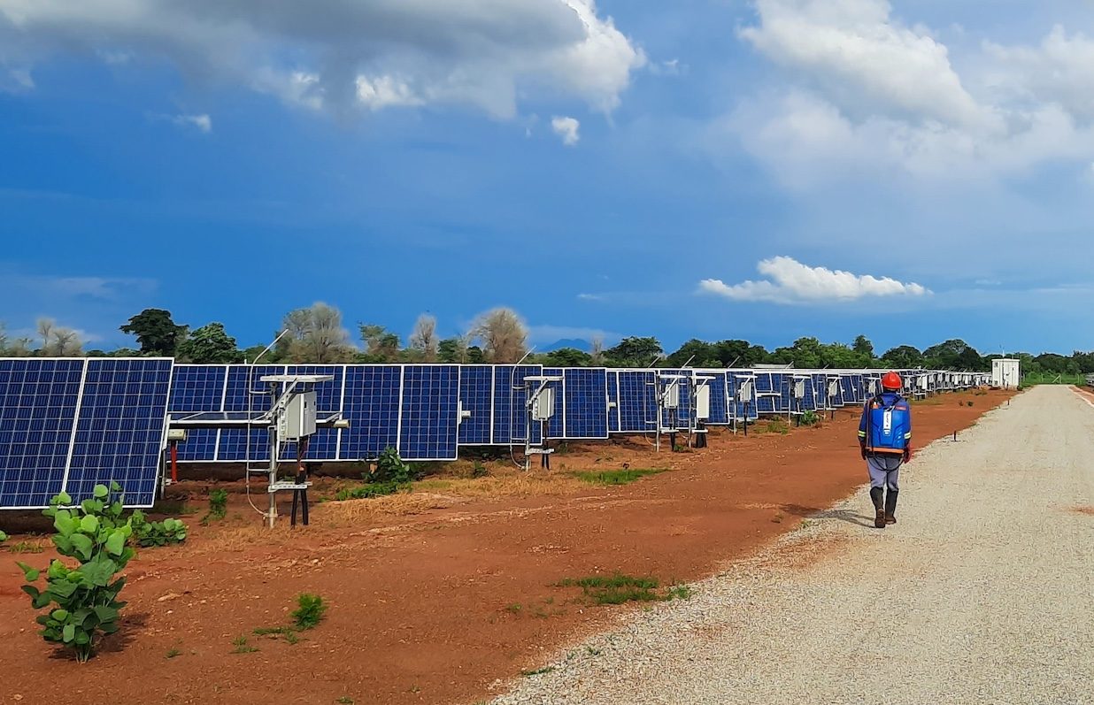 A person working on a solar site