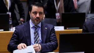 Syrian foreign minister Asaad Hassan al-Shibani at the ninth Brussels conference 'Standing with Syria', hosted by the European Union in Brussels: he expressed his appreciation of the donations