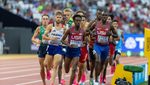 Abdihamid Nur (USA) and Paul Chelimo (USA) lead the 5000 meters during the World Athletics Championships Budapest23 at The National Athletics Centre