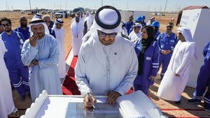 Borouge chairman Sultan Al Jaber visits the Borouge 4 project, which will increase the company's petrochemicals production by almost one third