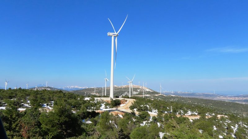 Wind turbines in Pastra, Greece. Masdar has been investing in the country and elsewhere in Europe