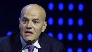 Eni CEO Claudio Descalzi speaks at an event in Abu Dhabi in 2023. He says Algeria, Libya and Egypt can play an important role as hydrocarbon suppliers for Europe