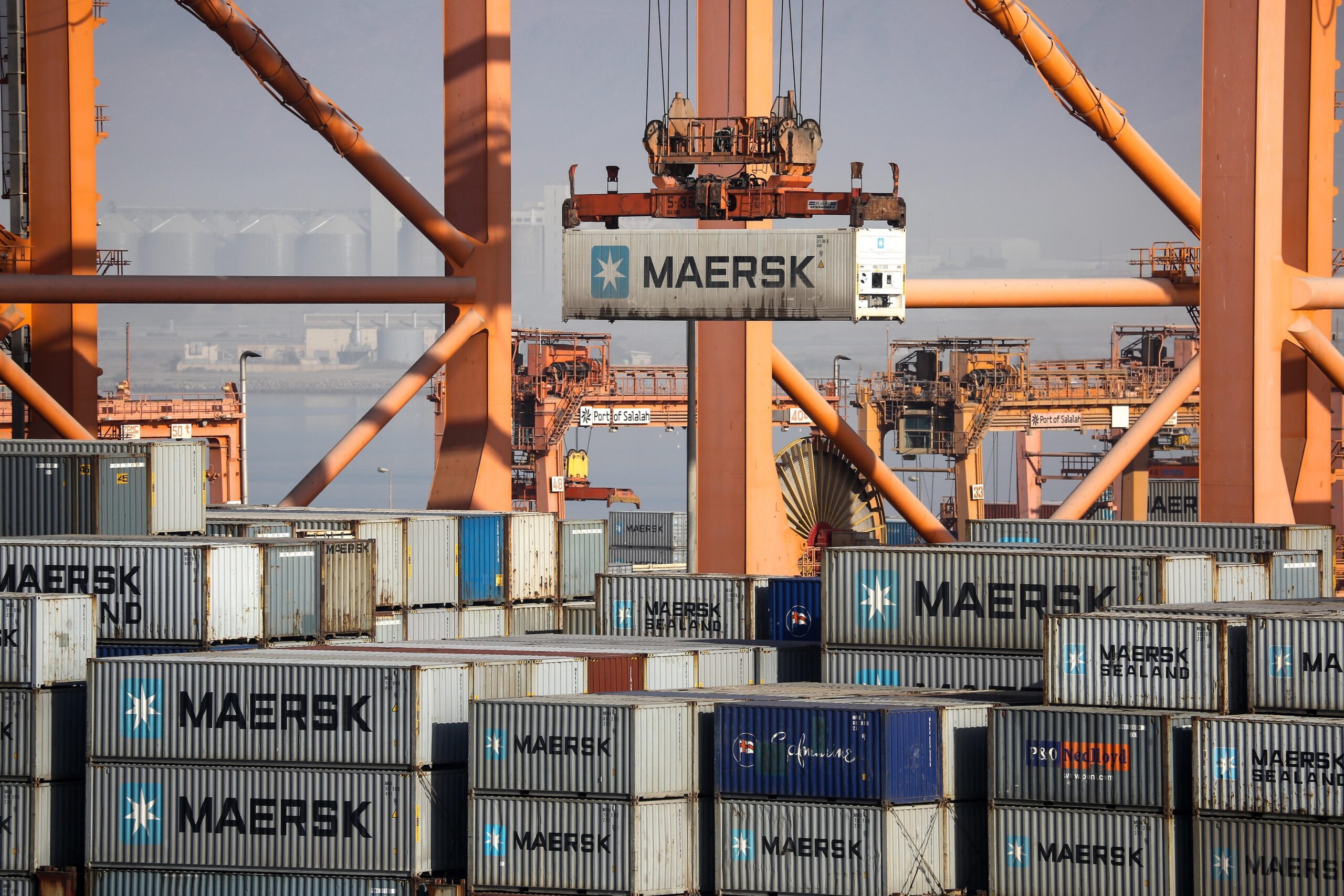 Containers being loaded at Oman's Salalah port. Total exports to the US reached $1.2bn last year, 11 percent lower than in 2023