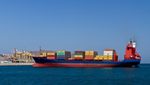 A container ship entering Port Sultan Qaboos in Muscat, Oman