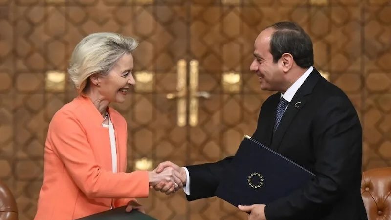 European Commission president Ursula von der Leyen and Egyptian president Abdel Fattah El Sisi met in Cairo in December 2024
