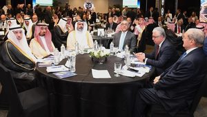 Delegates attend the Saudi-Egyptian Investment Forum in Cairo on Monday