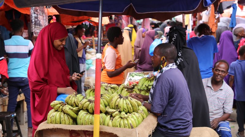 Crowds flock to Bakaro Market, one of the largest markets in the Somali capital, Mogadishu, which is visited by many customers every day to buy various types of goods and food items (April 16, 2024)