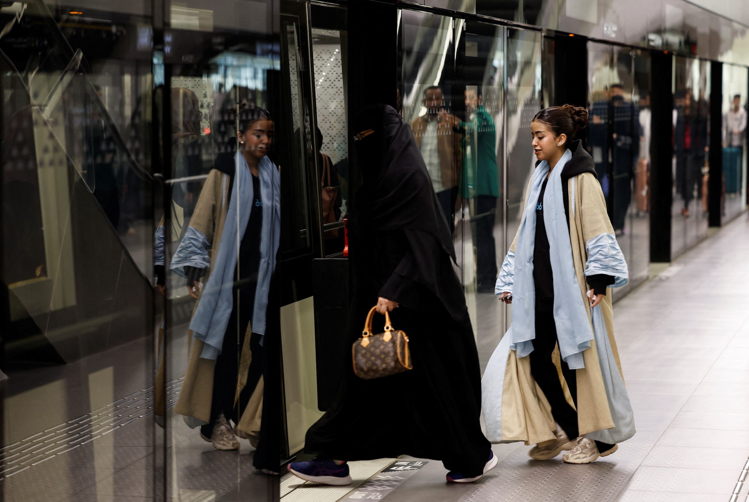 Passenger on the Riyadh Metro. The IMF expects consumer prices in Saudi Arabia to rise by 2% this year