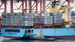Industrial shipping Maersk container shipping at Salalah Oman Middle east