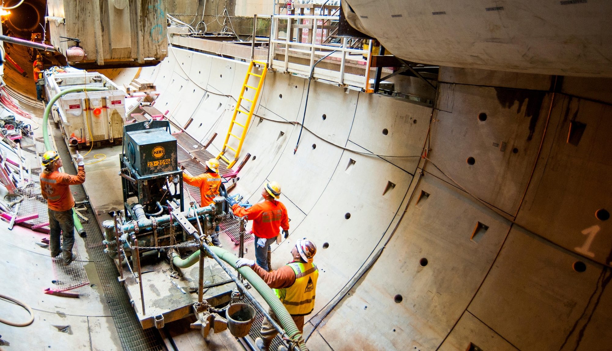 Dubai sewerage sewage Construction materials loading in a large sewer line and tunnel in Portland in the U.S. state of Oregon.