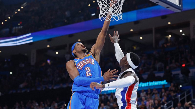 An NBA game: Detroit Pistons at Oklahoma City Thunder. The US basketball league draws almost $900m in sponsorship