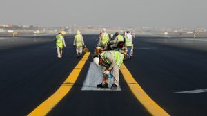Runway maintenance at DXB. The vast site will be up for redevelopment once Dubai's new airport opens