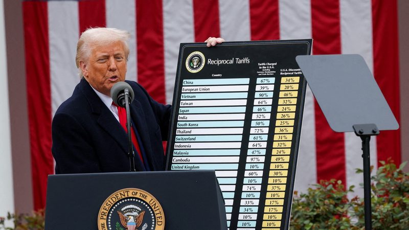 President Donald Trump announced a raft of trade tariffs in the Rose Garden at the White House in Washington, DC